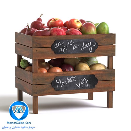 دانلود آبجکت جعبه آشپزخانه مخصوص میوه و سبزی جات تری دی مکس